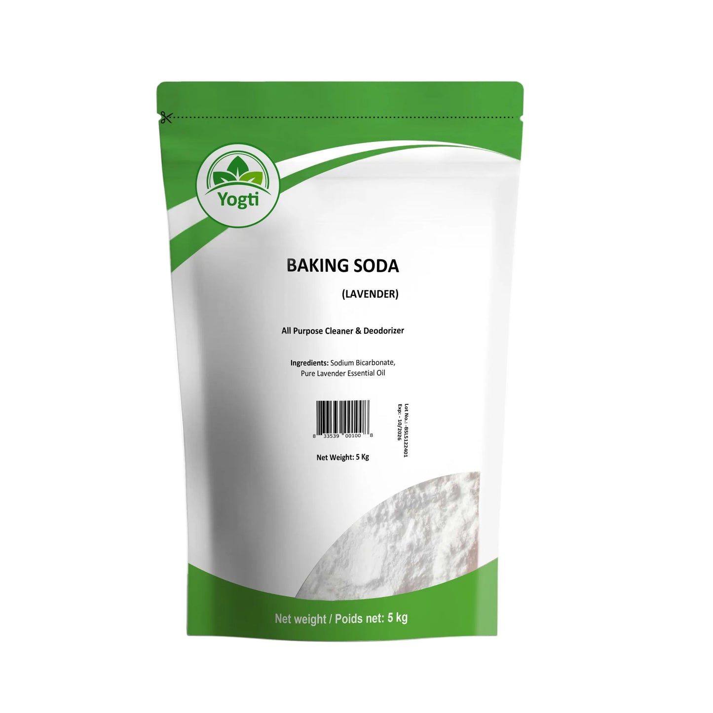 Yogti Pure Baking Soda Lavender, 5 Kilo - Infused with 100% Pure and Natural Lavender Oil, All Purpose Cleaner & Deodorizer, Household Cleaner, Bathroom Cleaner, Laundry Booster