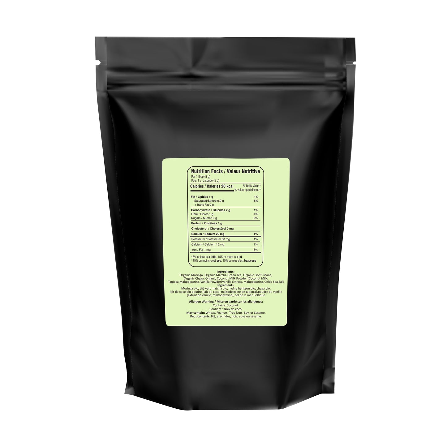 Yogti Matcha Moringa Mushroom Latte Mix - No Added Sugar, Infused with Coconut Milk Powder, Celtic Sea Salt and Vanilla Flavour, Ceremonial Grade Matcha, Barista Style, 100g