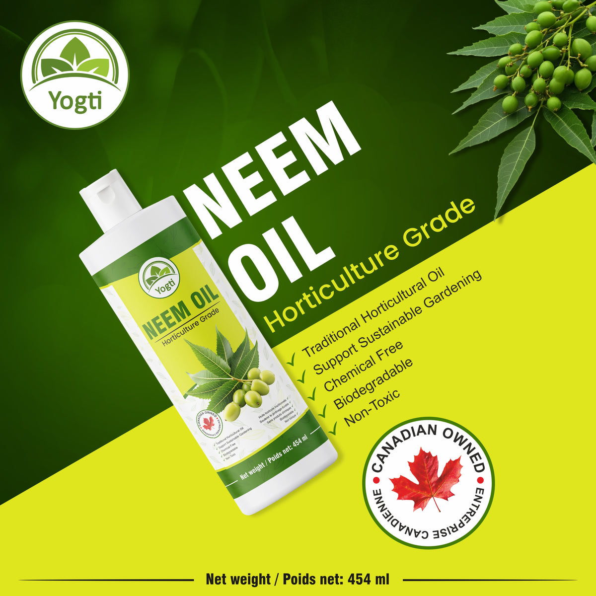 Yogti Pure Neem Oil, Cold Pressed, Unrefined, 454 ml, Multipurpose Oil - 1 Count