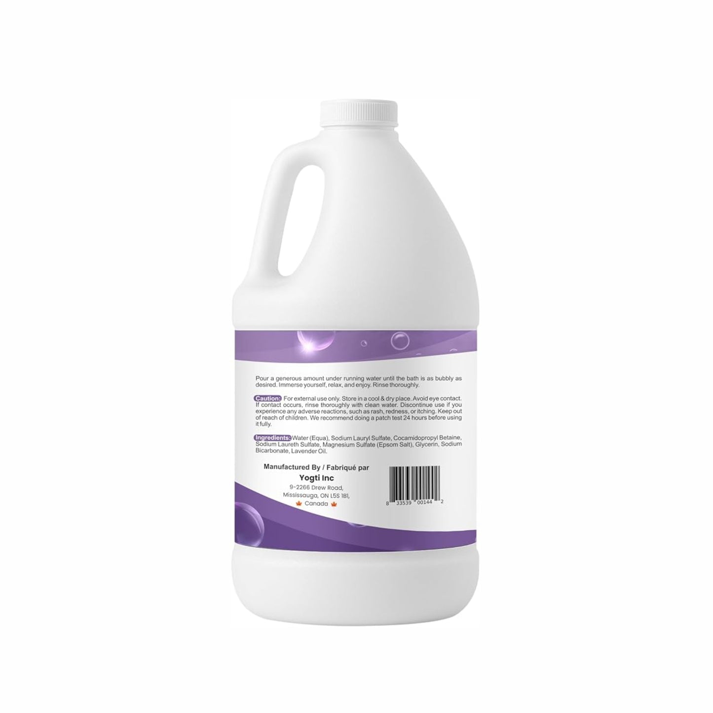 Yogti [Made in Canada] Foaming Bubble Bath Body Wash, 2 L, Lavender, Made with with Epsom Salt & Pure Lavender Essential Oil - 2 L