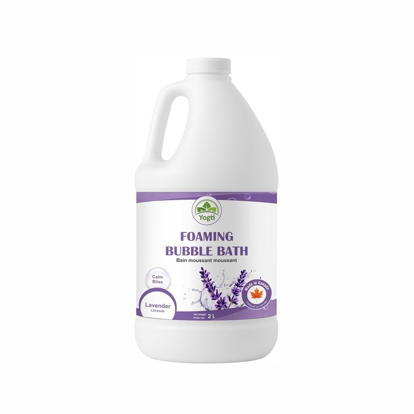 Yogti [Made in Canada] Foaming Bubble Bath Body Wash, 2 L, Lavender, Made with with Epsom Salt & Pure Lavender Essential Oil - 2 L
