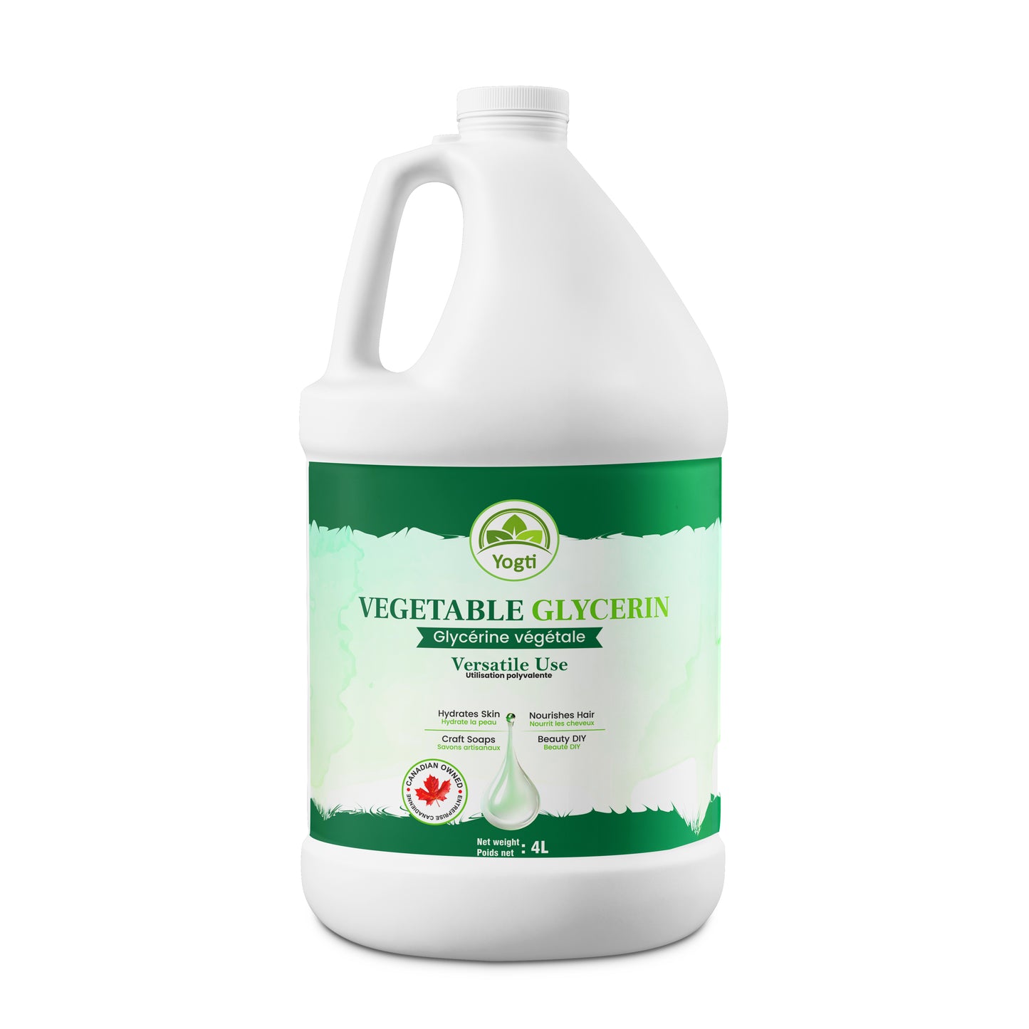Yogti Vegetable Glycerin, USP Food Grade, Kosher, 4 L, Multipurpose Skincare for Body and Hair Oil
